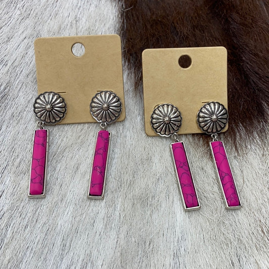 Pink Concho Dangle Earrings