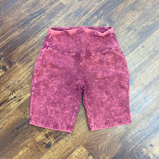 Mineral Wash Pink Biker Shorts