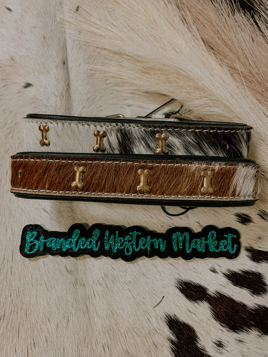 Myra Cowhide Studded Dog Collar