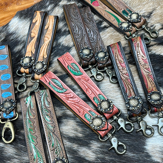 Tooled Leather Key Chain
