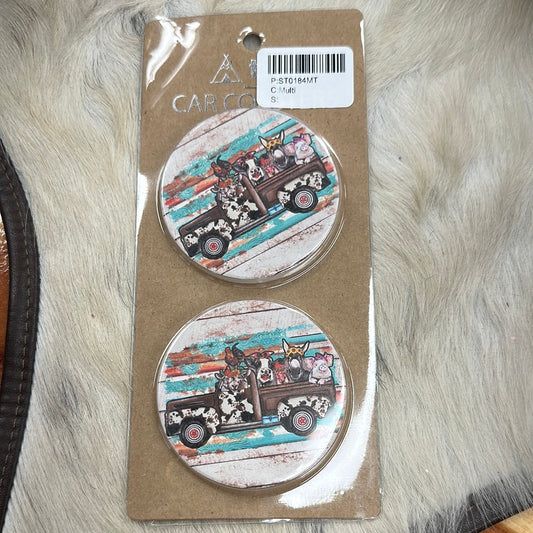 Cow Truck Ceramic Car Coasters