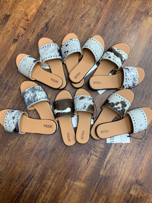 Studded Cowhide Sandals