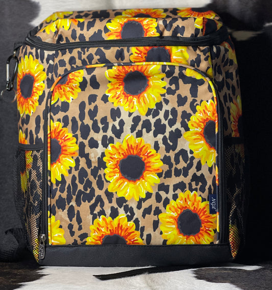 Leopard Sunflower Backpack Cooler