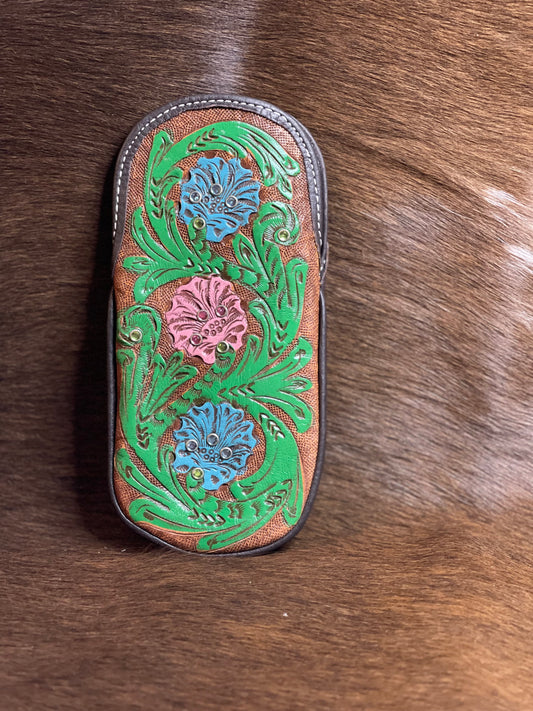 Montana Floral Tooled Leather Sunglass Case