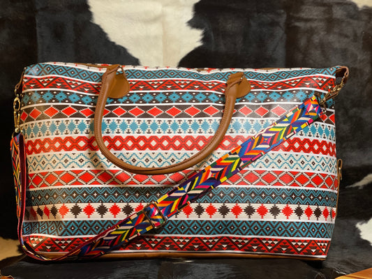 Red and Blue Aztec Weekender